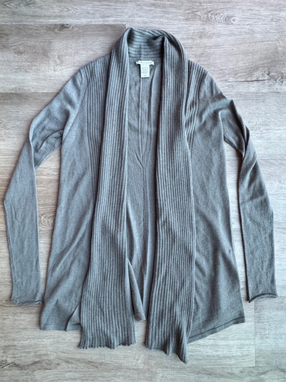 White and Warren 100% Cashmere Light Gray Open-Front Collar Cardigan sz XS